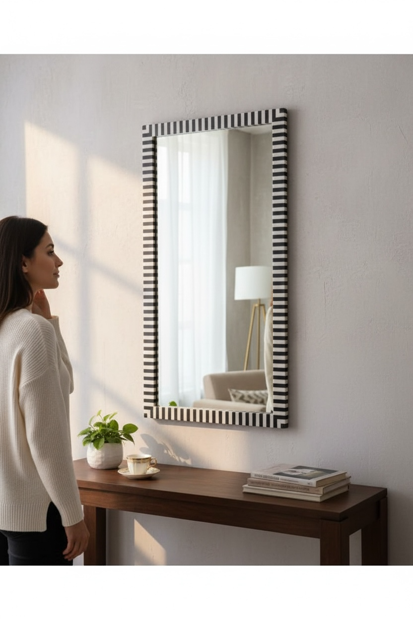 Zebra MOP framed mirror