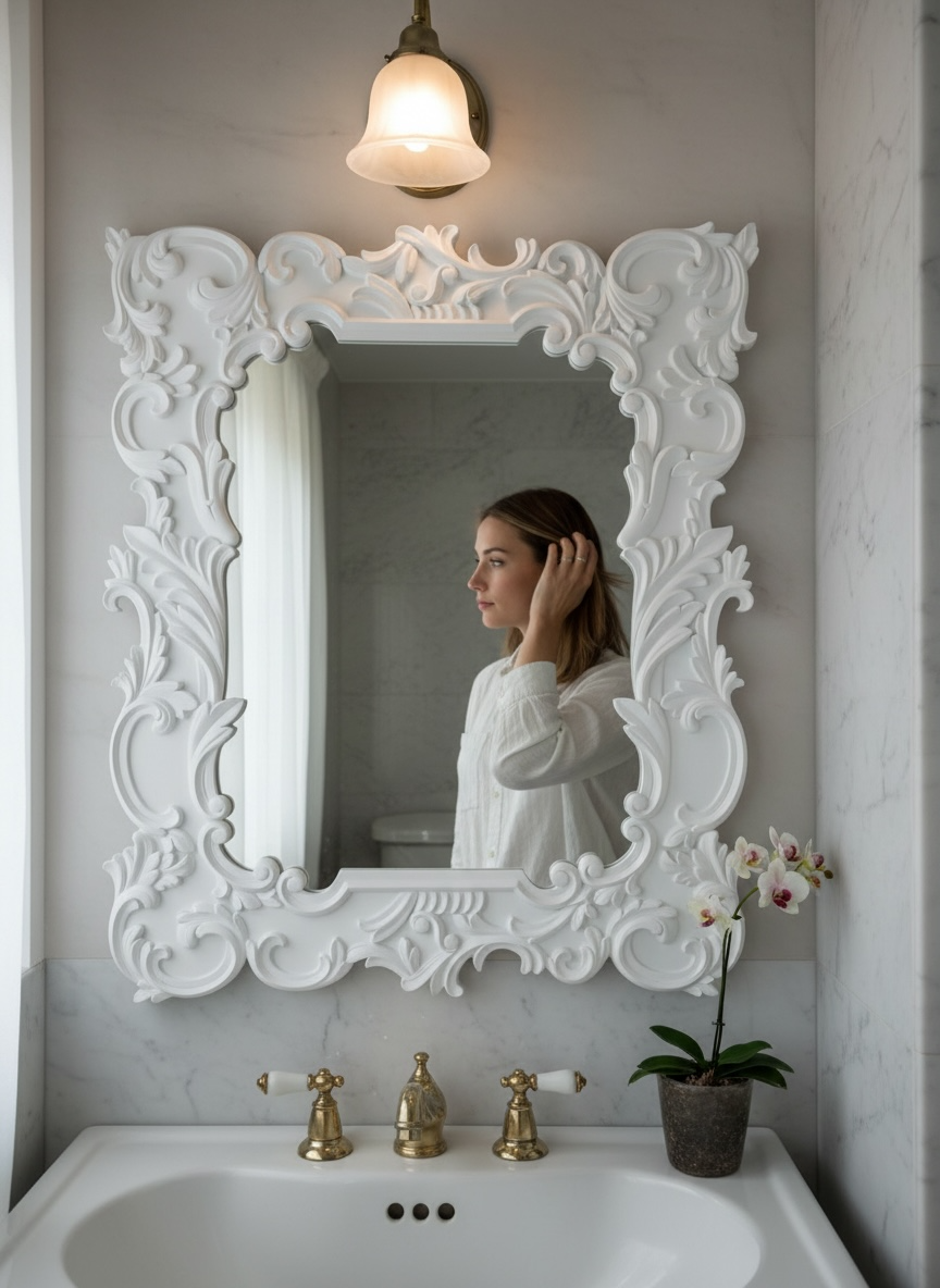 Ultimate White Carving Mirror