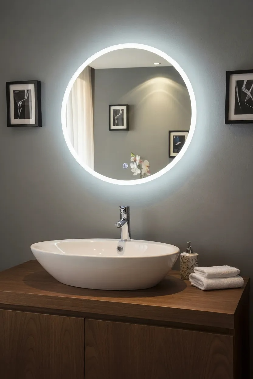 Bowl Backlit Touch Mirror with Dfogger