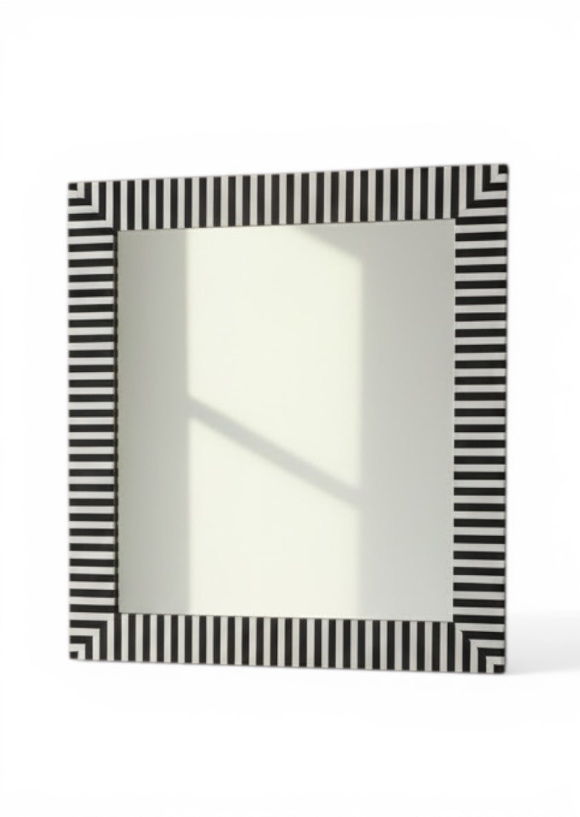 Black & White Lines MOP Mirror
