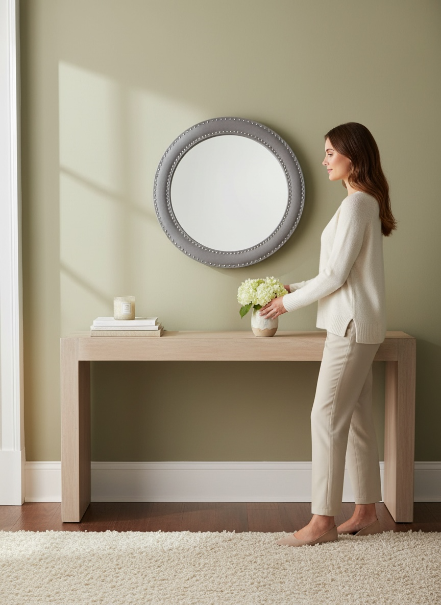 Round Velvet Decorative Mirror
