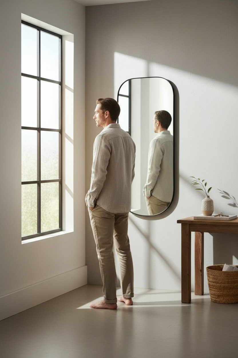 Long Black Powder Coated Mirror