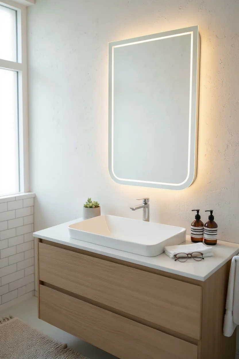 Twolines LED backlit mirror