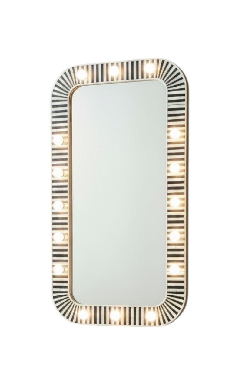 Black and white MOP Hollywood mirror