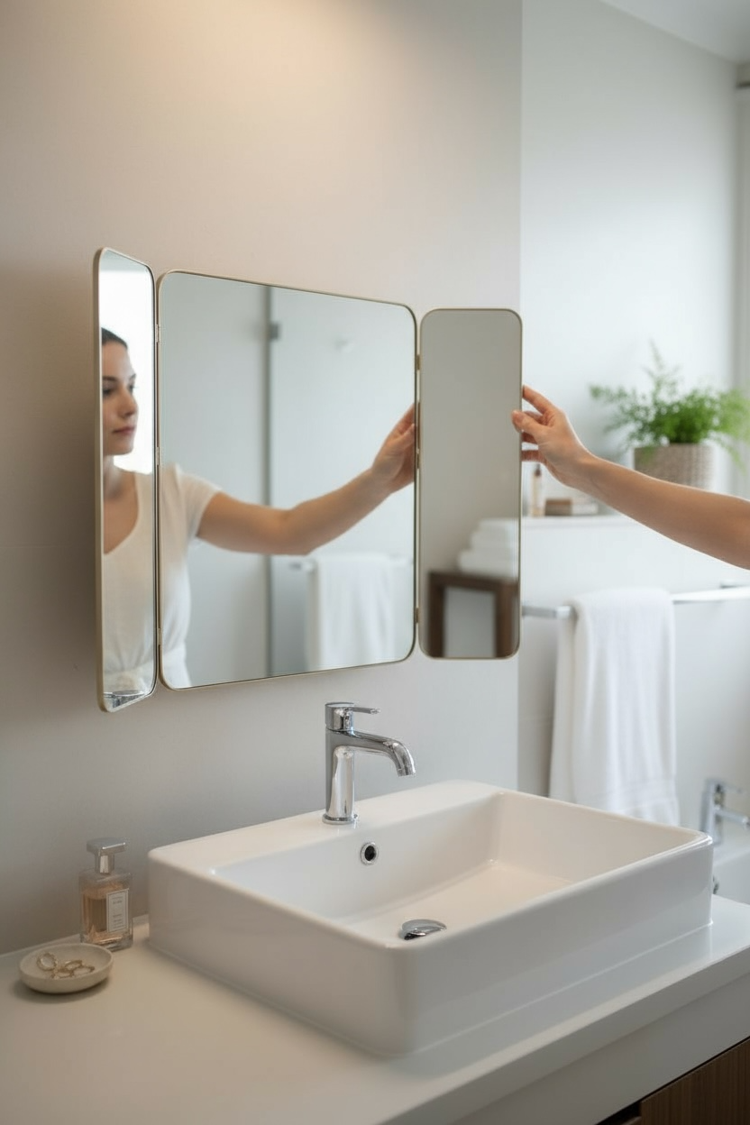 Zigger moveable bathroom mirror