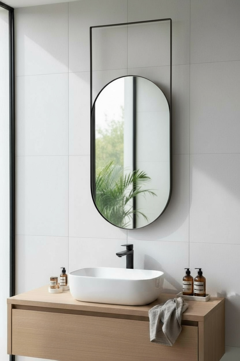 Q908 Black PVD suspended backlit mirror