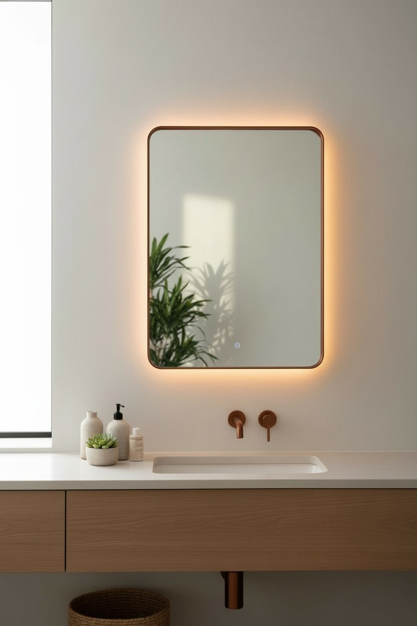Black Rectangular Pvd Lighted Mirror