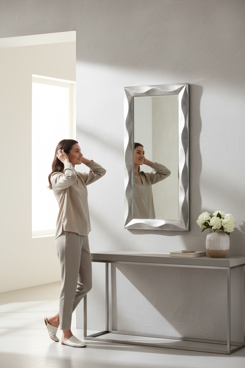 Silver Curves Dresser Mirror