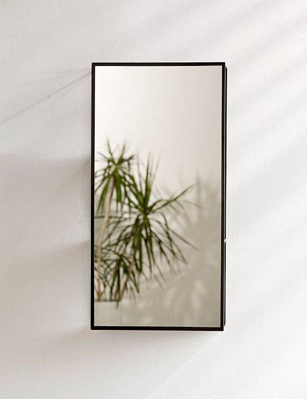 Black Metal Storage Mirror