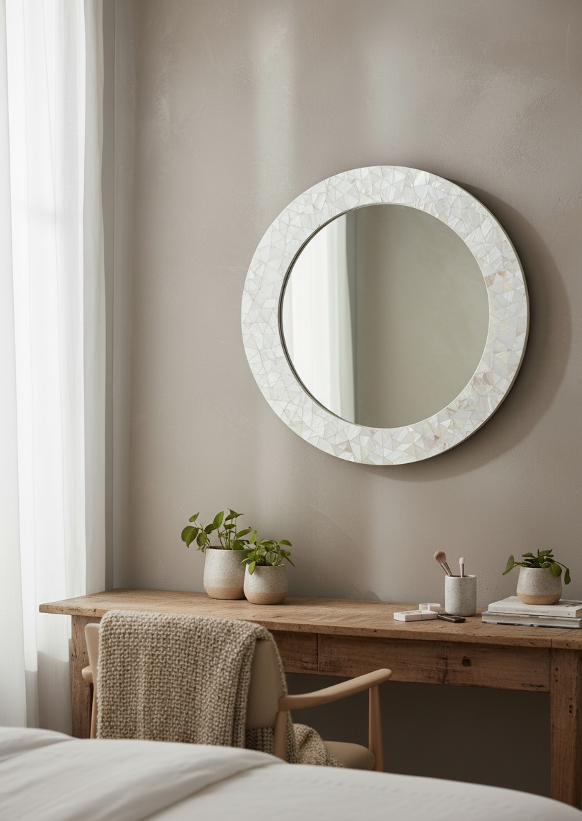 White MOP Ring Mirror