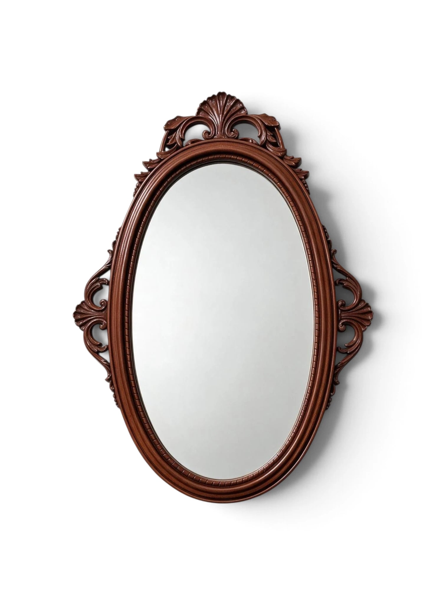 Ornate Teak Wood Oval Mirror