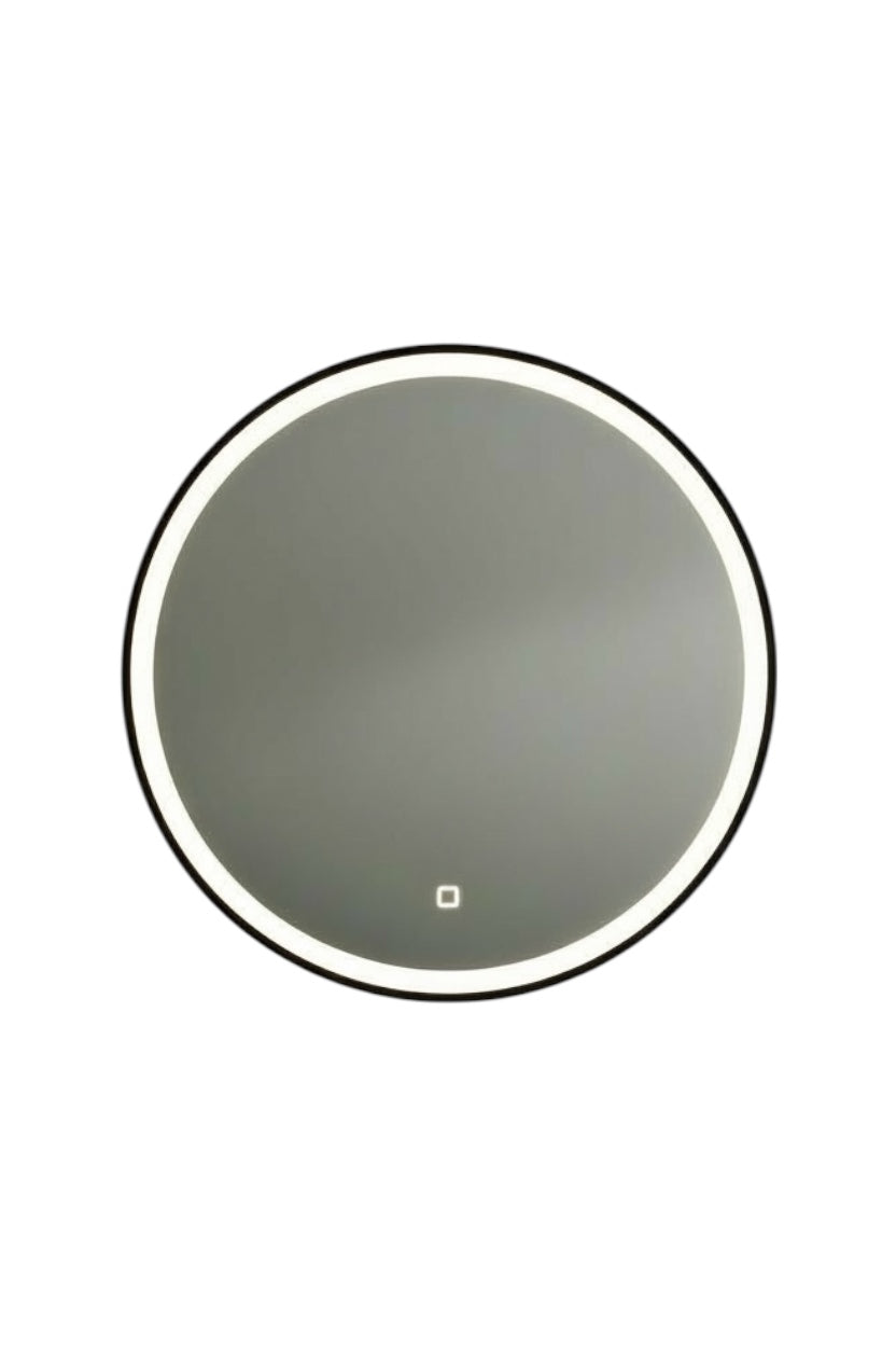 Black Aluminium Round Led Mirror (triple Led Lights)