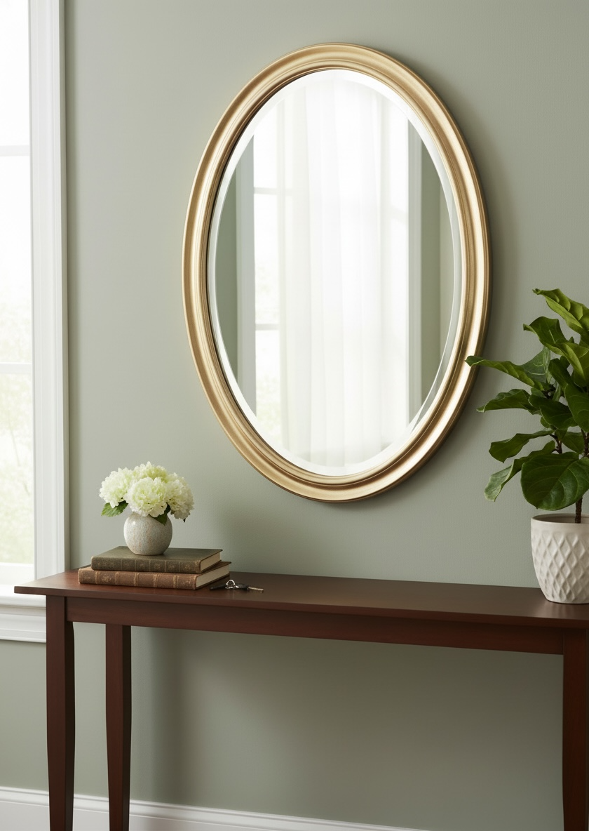 Champagne Leaf Oval Mirror