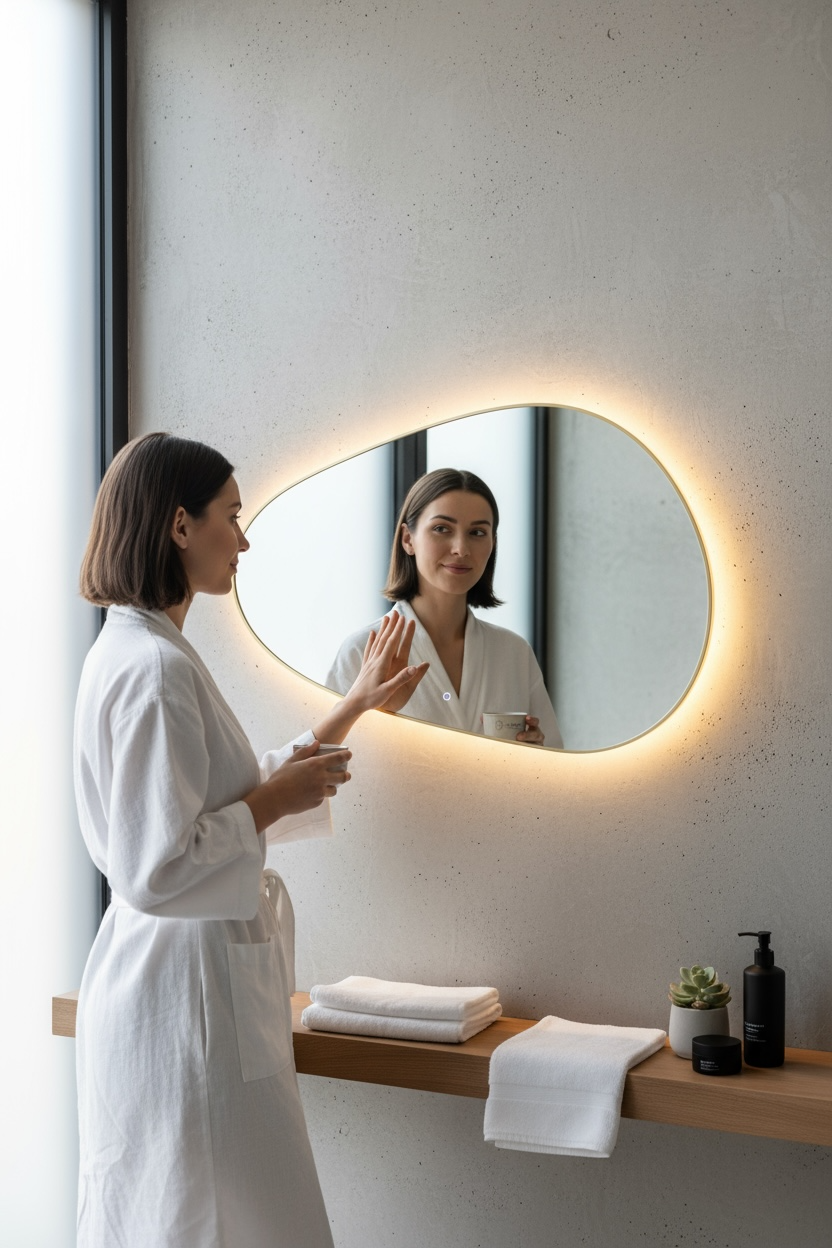 Gold stone backlit mirror