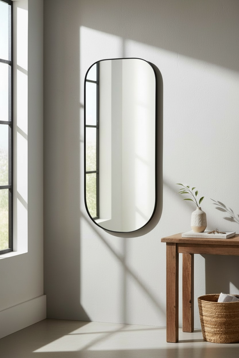 Long Black Powder Coated Mirror