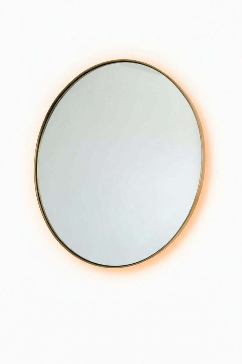 Nofa Round Brass Pvd Backlit Mirror With D-fogger