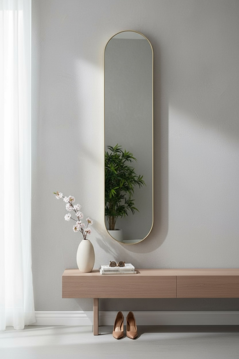 Sleek Capsule Brass Pvd Mirror