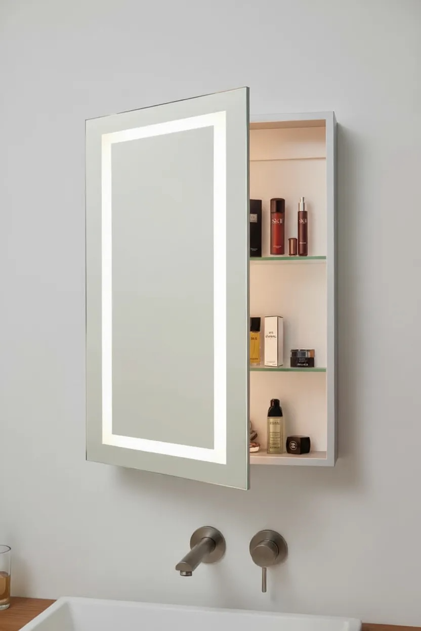 White Storage LED Mirror