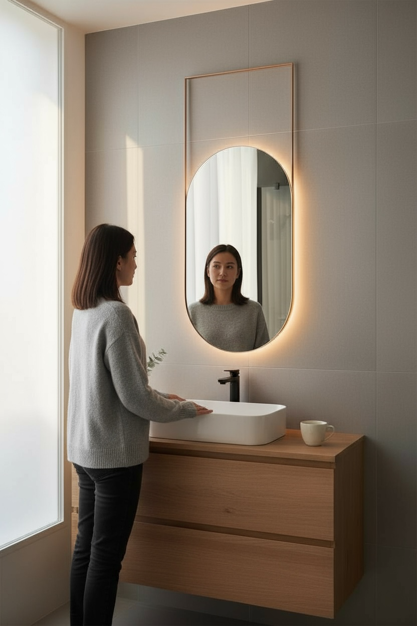 Q909 Rose gold suspended mirror