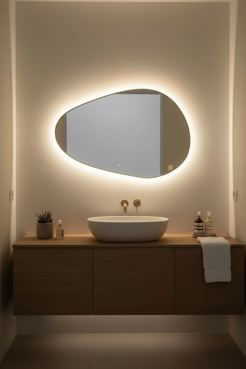 Gold stone backlit mirror