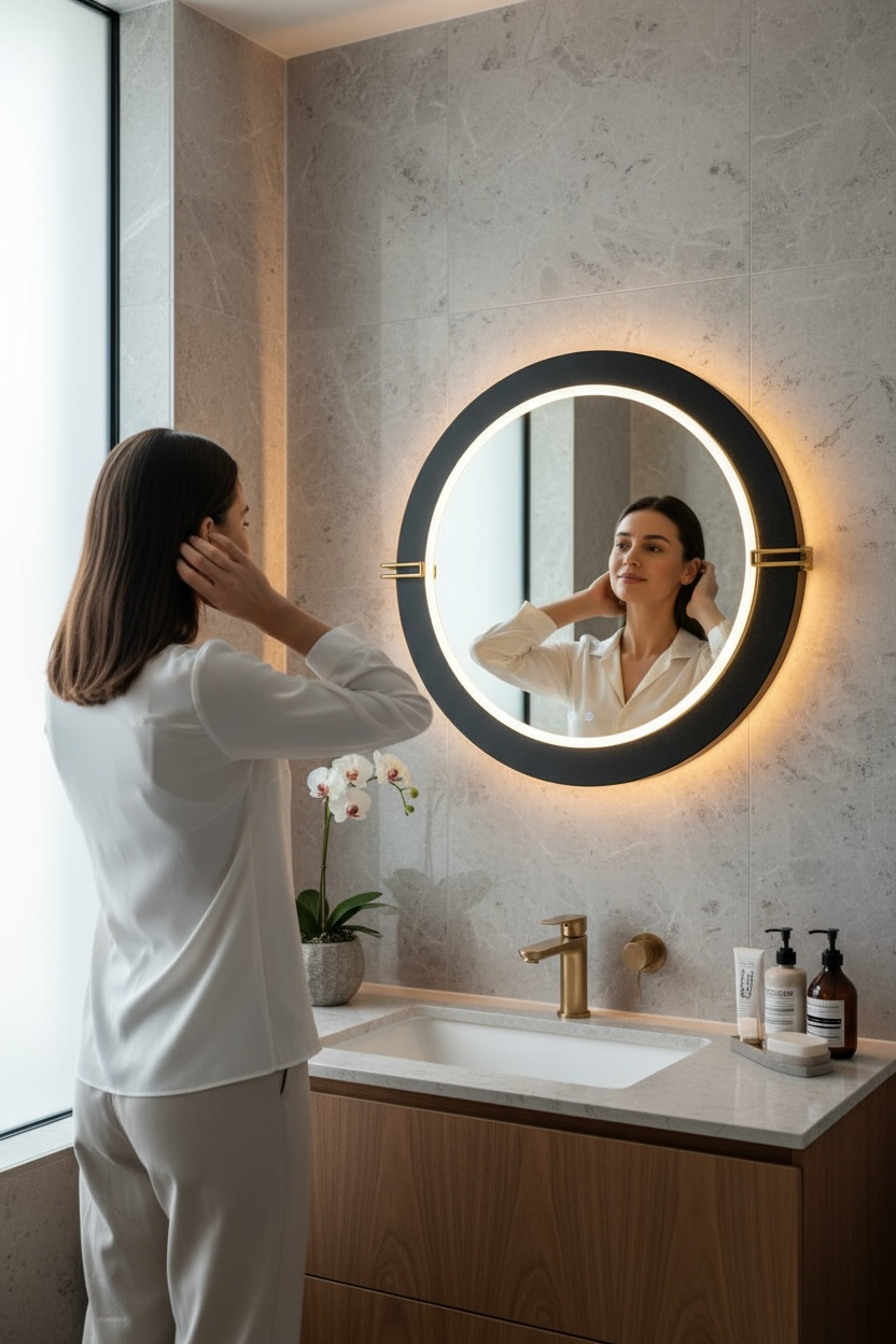 Zue Black and gold led mirror
