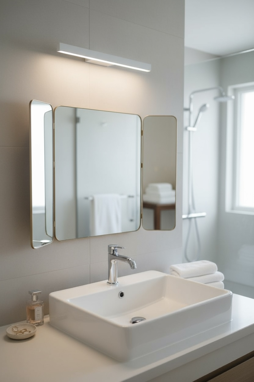 Zigger moveable bathroom mirror