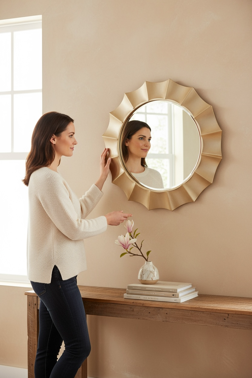 Bet round decorative mirror