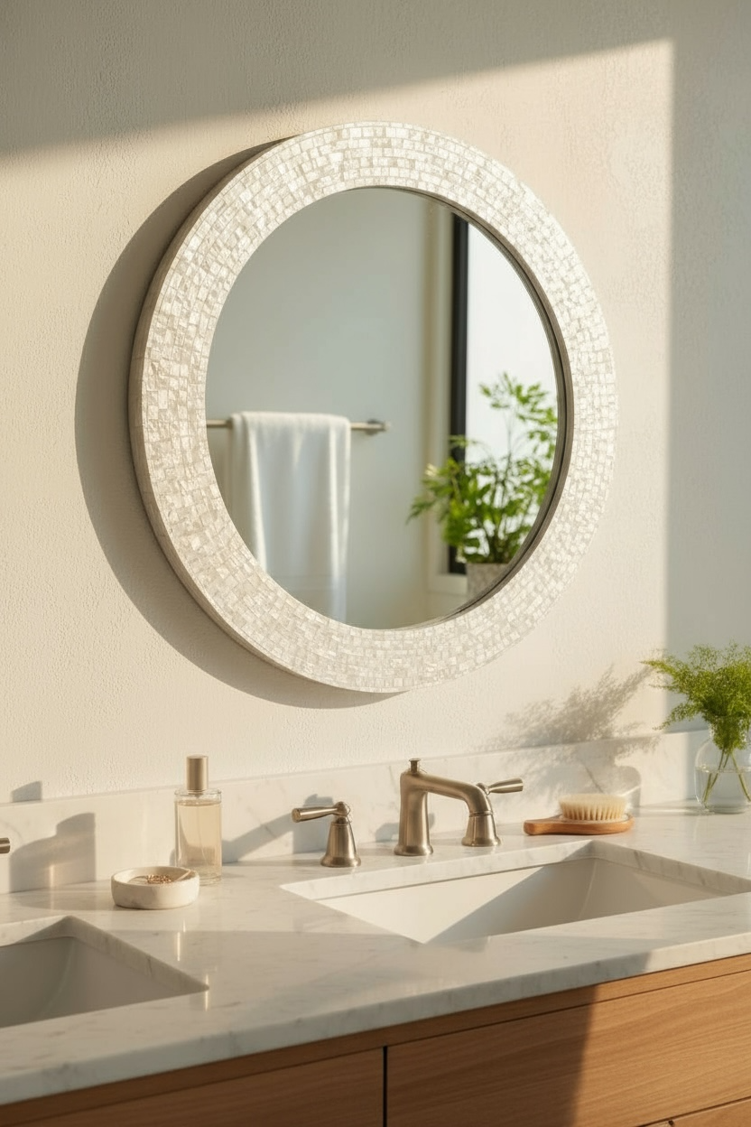 Ivory pearls MOP mirror