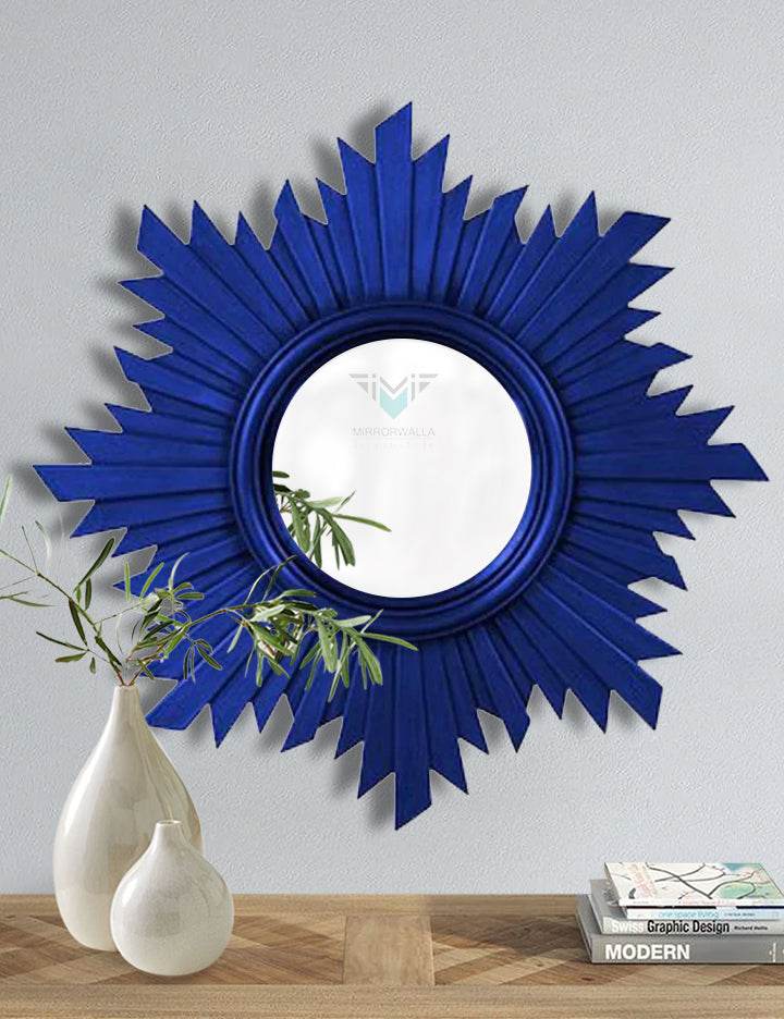 Blue Leafs Decorative Mirror - Mirrorwalla