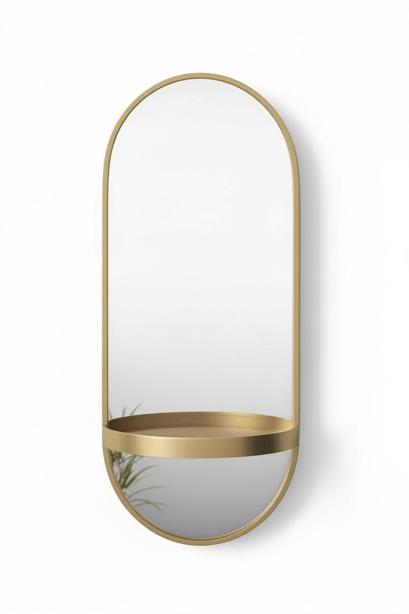 Glossy Capsule PVD Mirror With Shelve