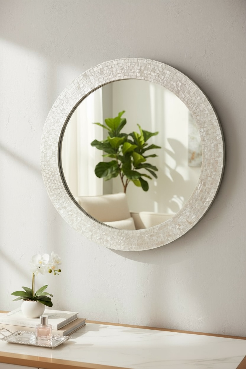 Ivory pearls MOP mirror