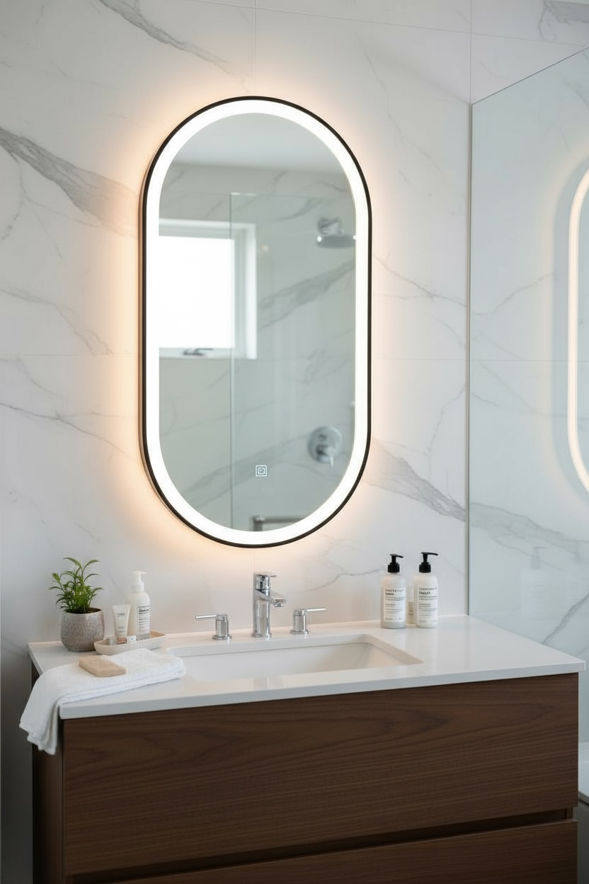 Black Aluminium Capsule Led Mirror (Triple Led)