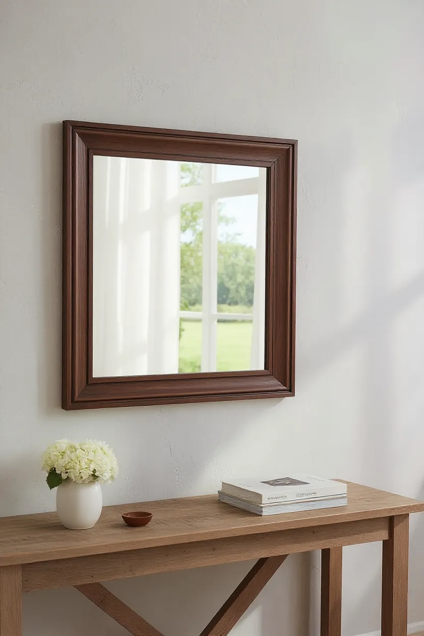 Teak max square decorative mirror