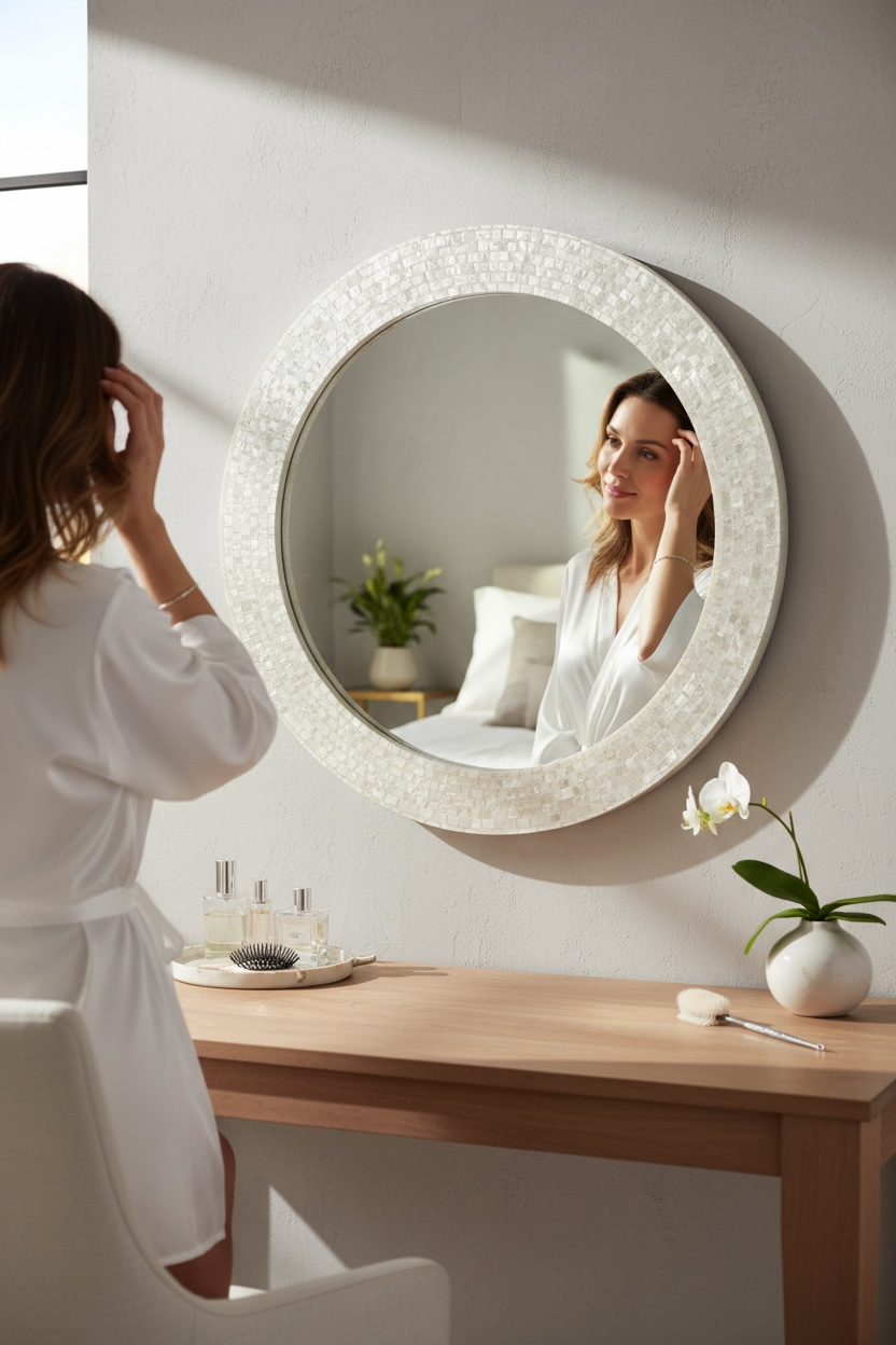 Ivory pearls MOP mirror