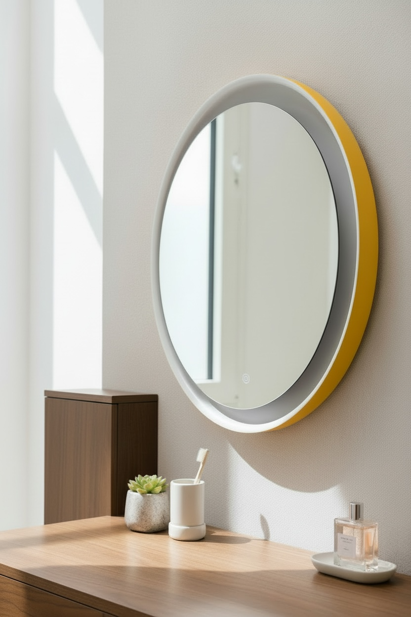 Yellow LED Round Mirror