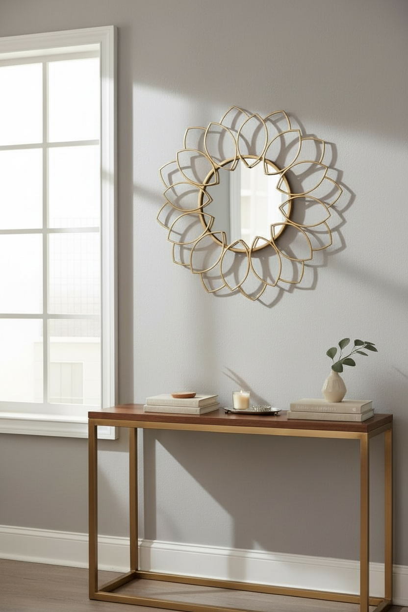 Golden Petals Decorative Mirror