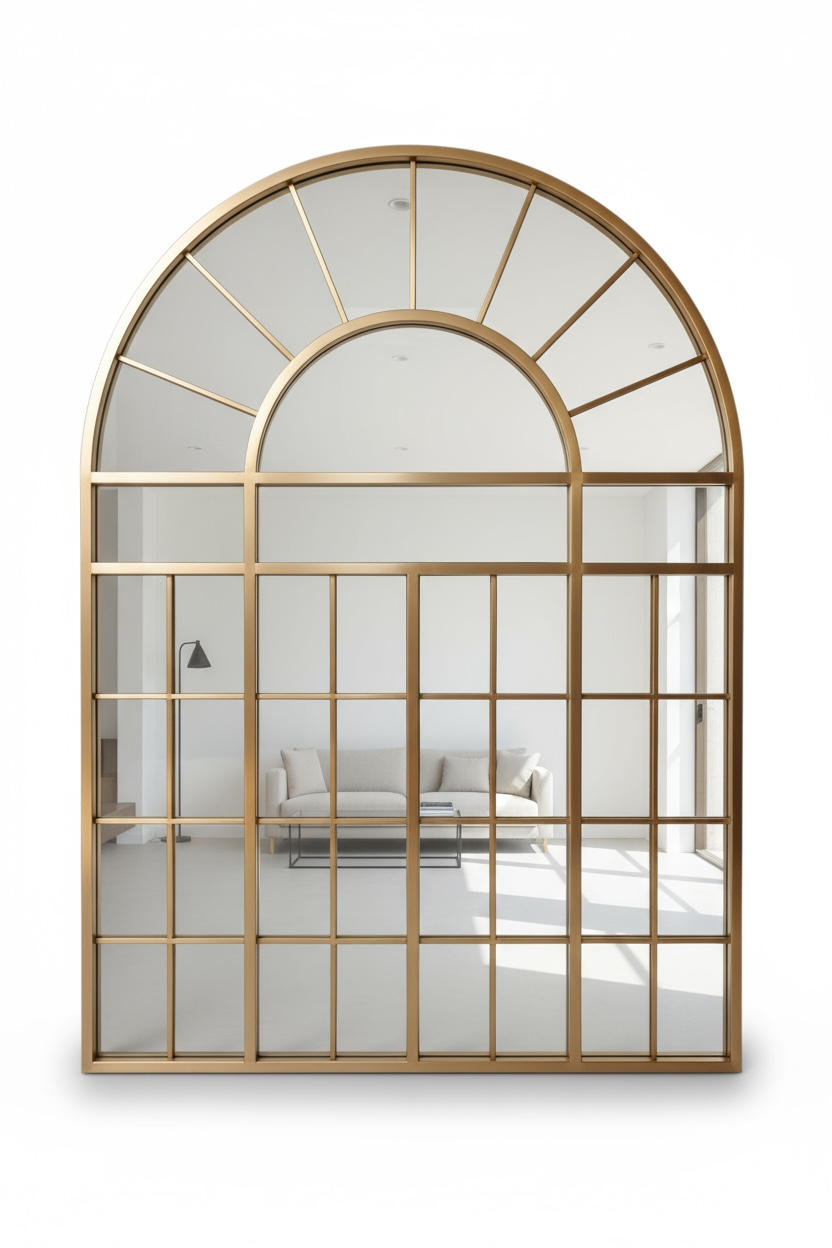 Gold U4 arch window style mirror