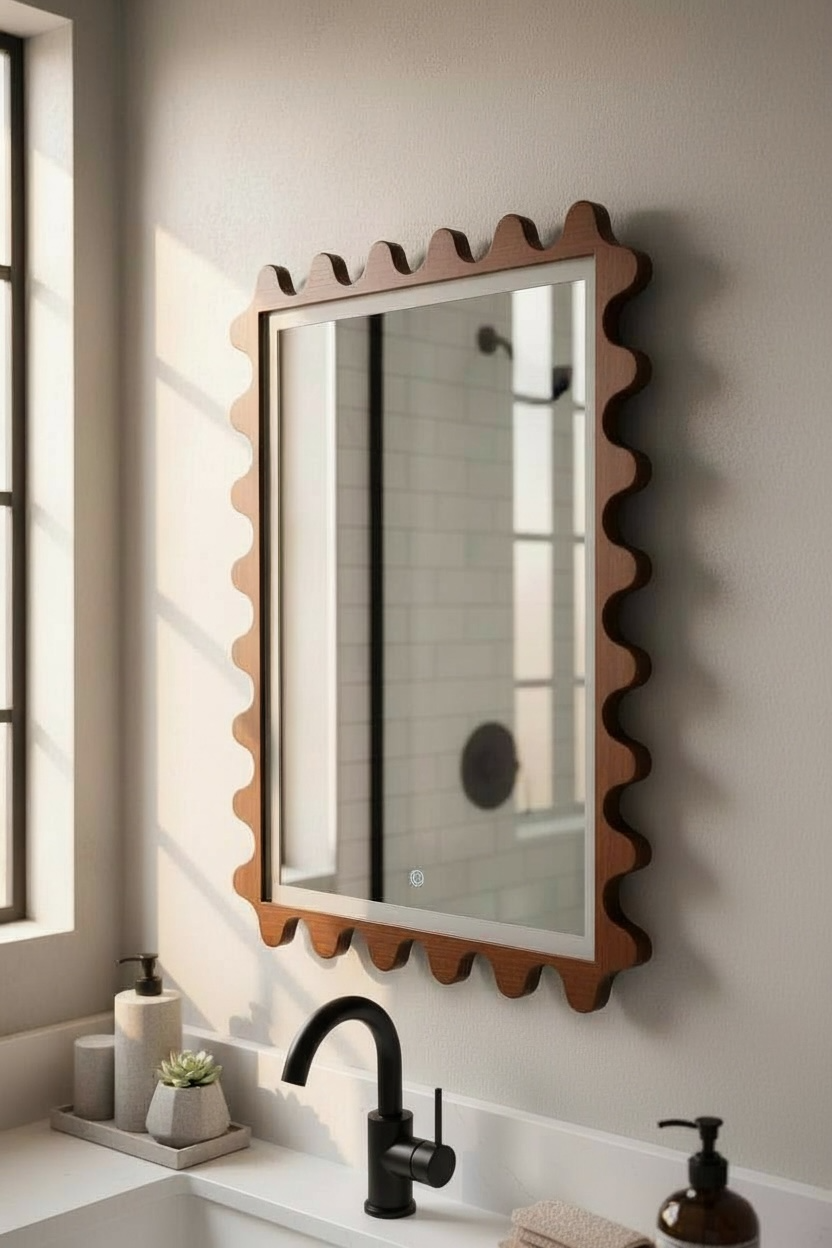 Rinshaw brown led mirror