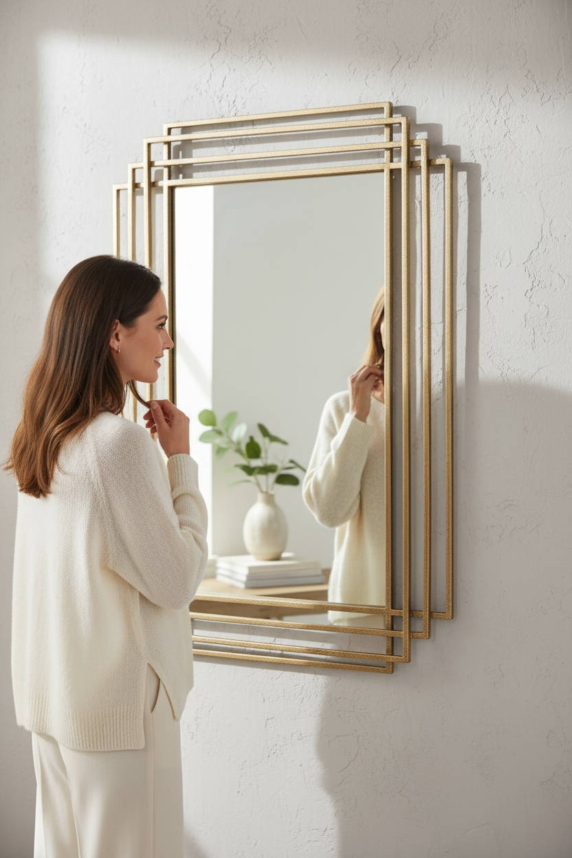 Metal gold decorative mirror