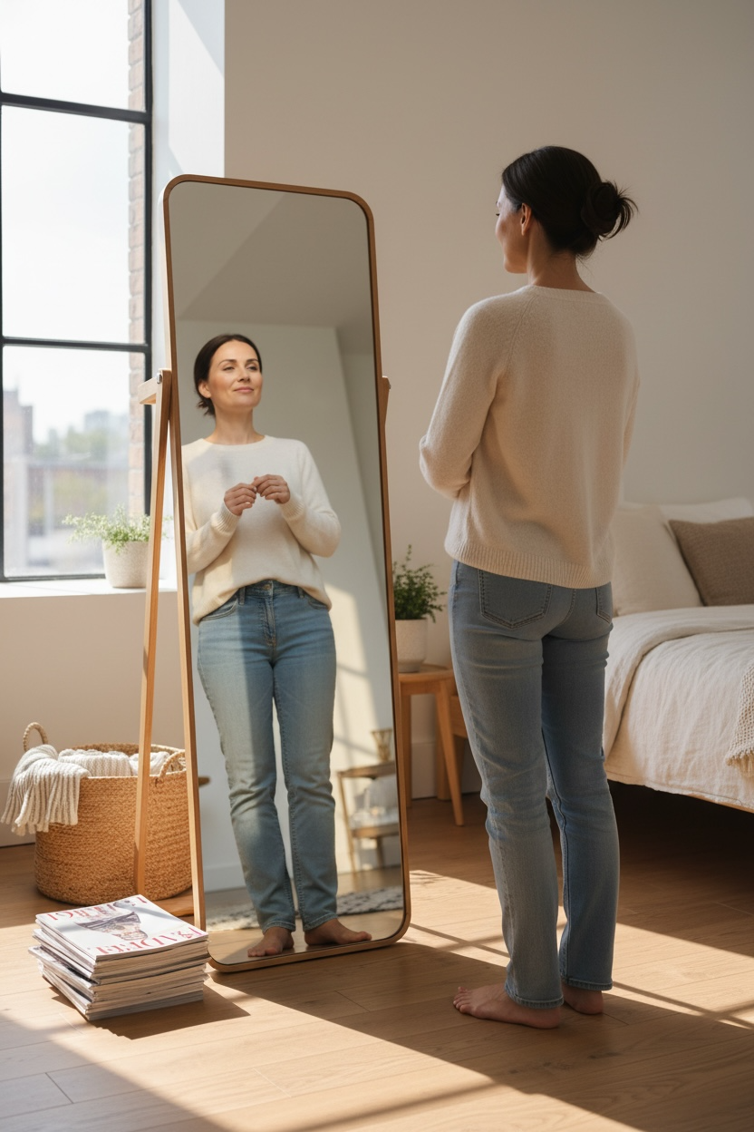 Oak wood C1 floor mirror
