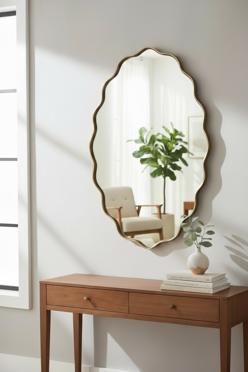 Weaving oval decorative mirror