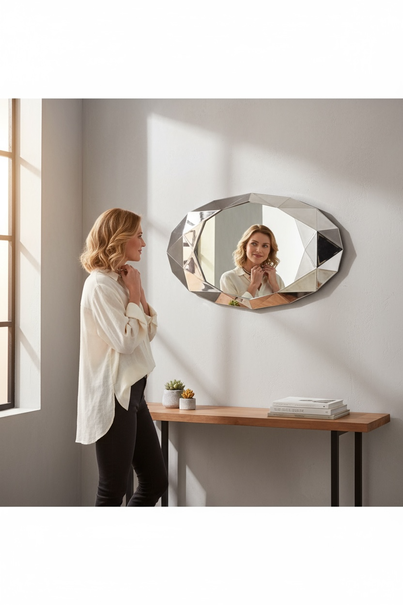 Diamond Cut silver decorative mirror