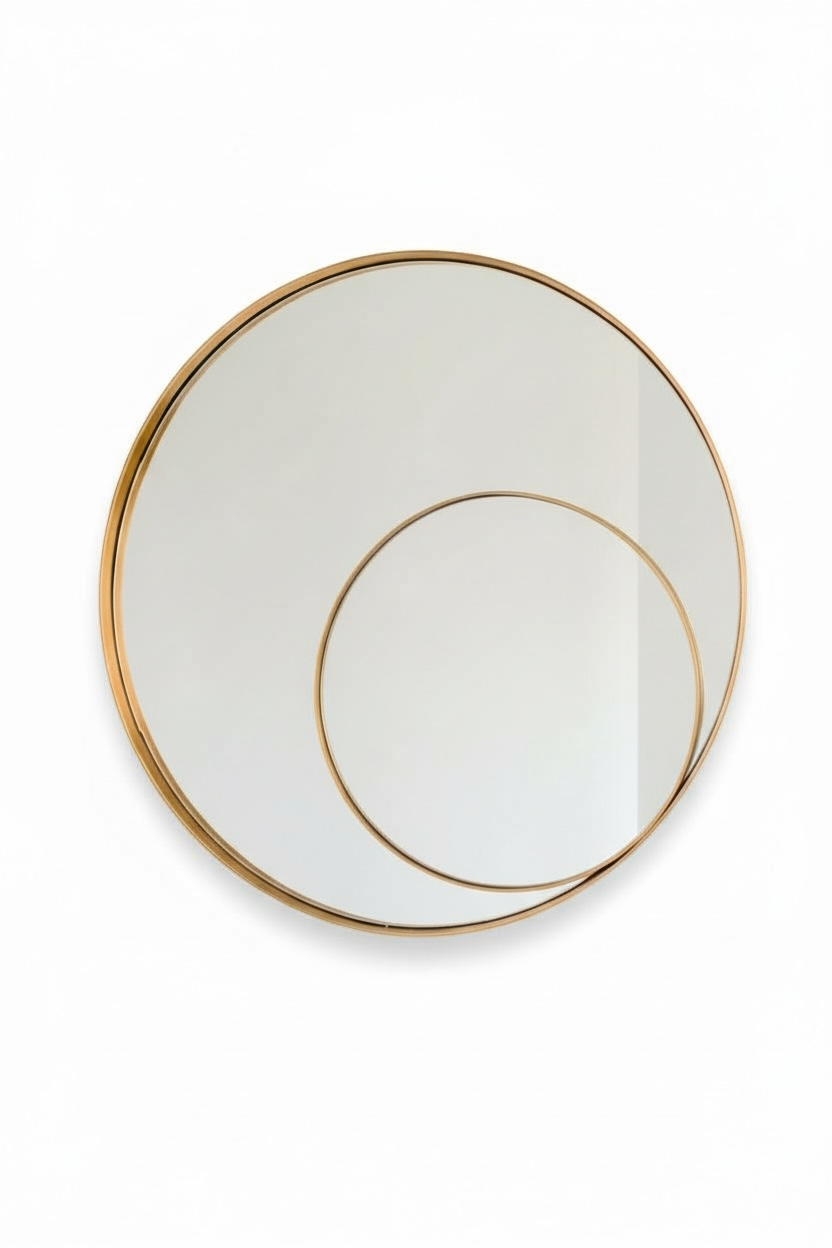 Double Circles Brass Pvd Mirror