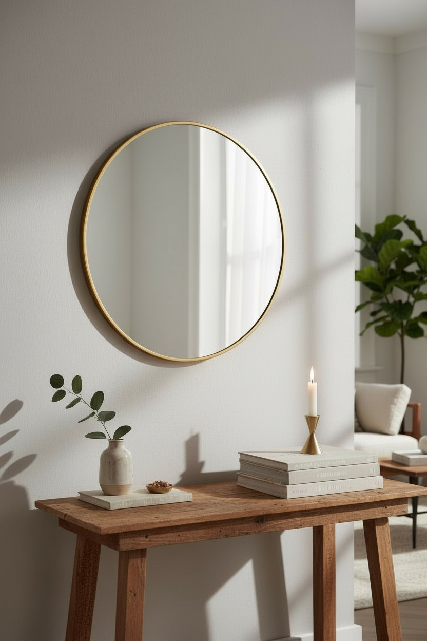 Gold Aluminium Round Framed Mirror