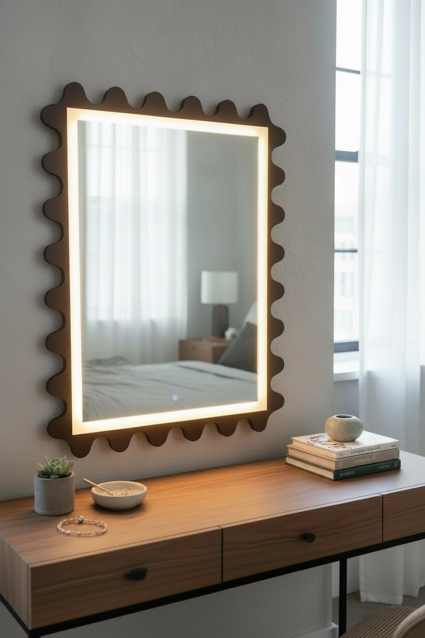 Rinshaw brown led mirror