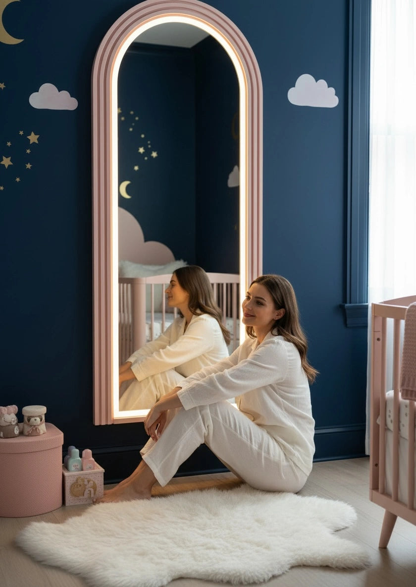 Pink arch full length led mirror