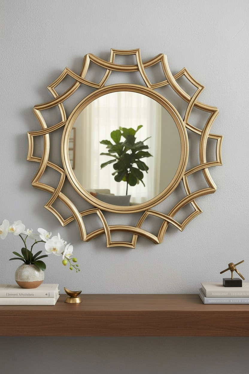 Golden net decorative mirror