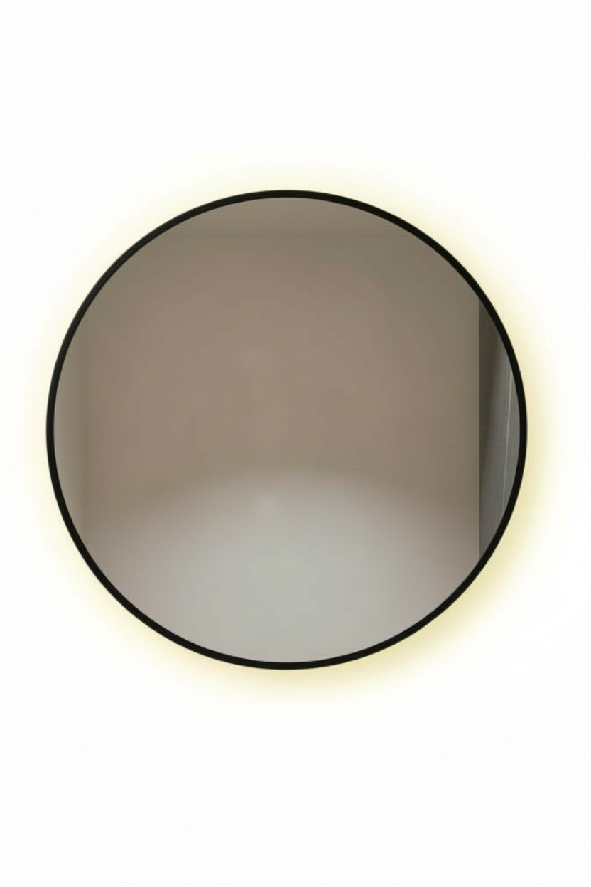 Black Circular Pvd Lighted Mirror