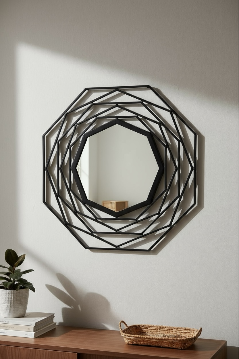 Round lines decorative mirror