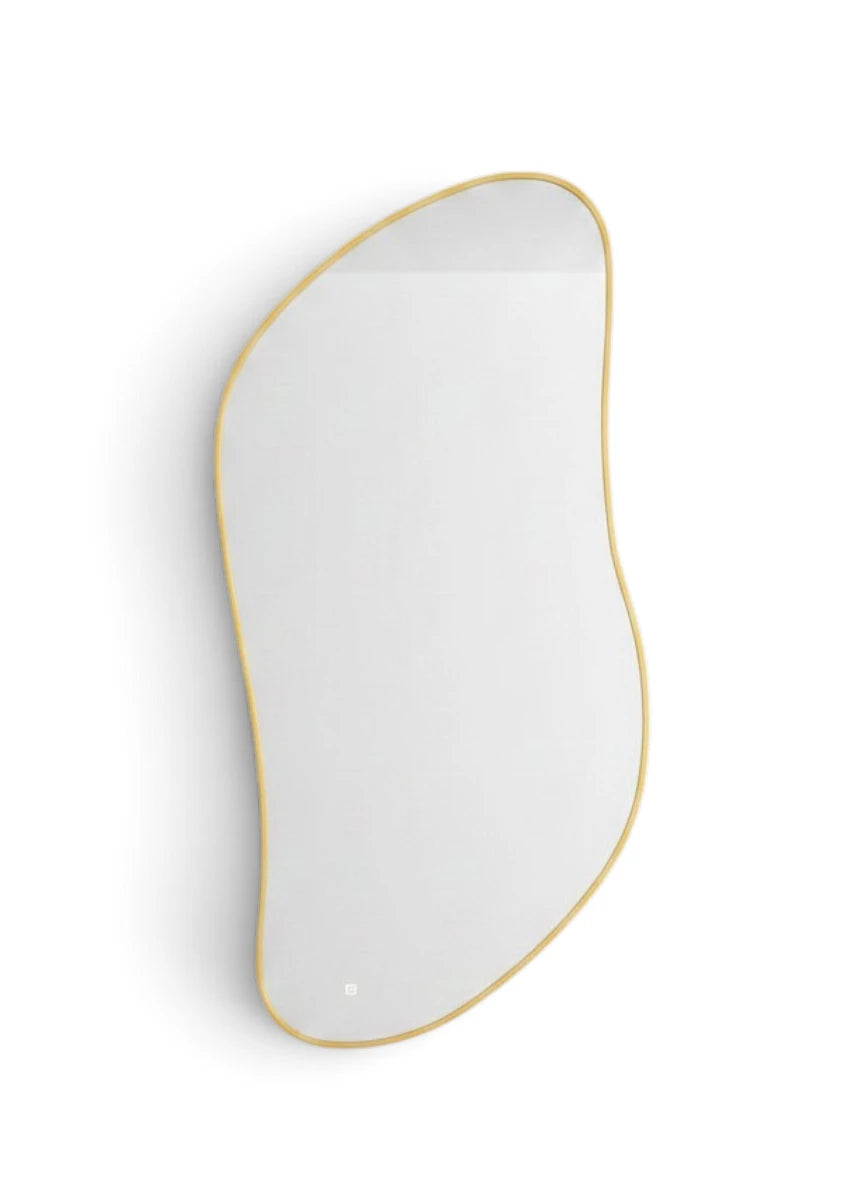 Rigo gold organic shape backlit mirror
